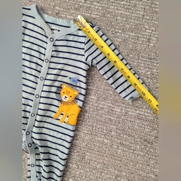 Carter's (Size 6 Months) One Piece Footed Blue Striped Lion Sleepers/Pyjamas - Picture 10 of 12